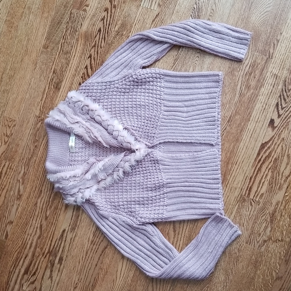 (M) Simply Couture Cozy Knit Long Sleeve Wool Blend Rose Gold Details Cottage